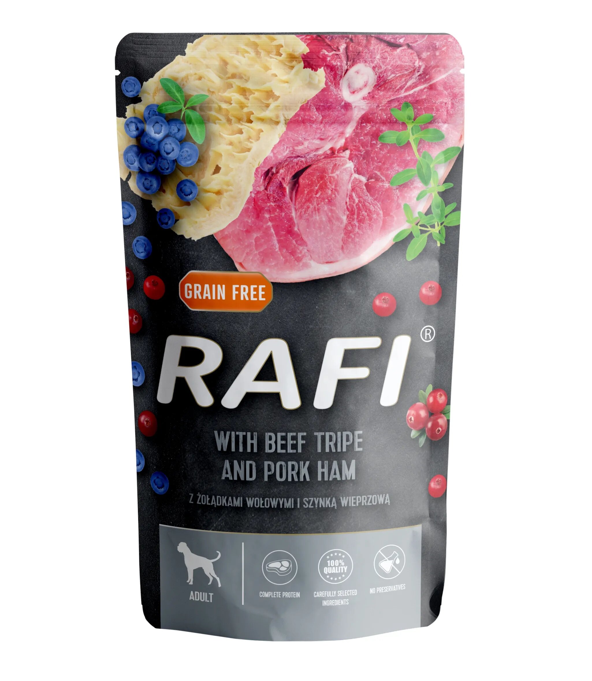 Rafi Hrana Umeda Caini Dog Sunca de Porc si Burta de Vita 500 g