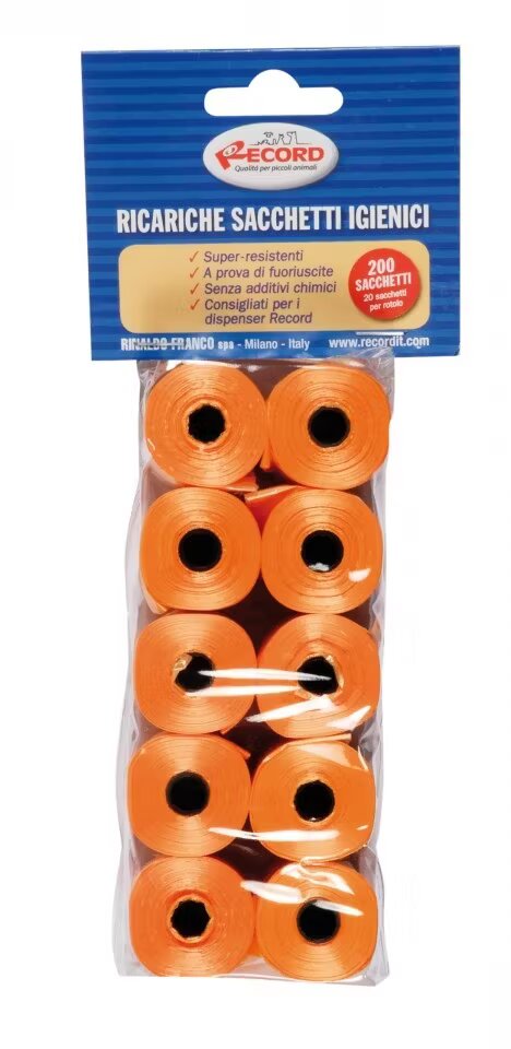 Record Pungi igienice caini set 10 role x 20 buc diverse culori