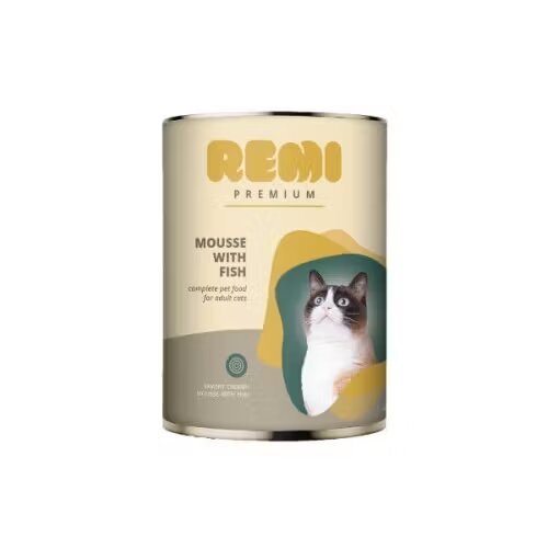 Remi Premium Hrana Umeda Pisici Mousse cu Peste 400 g