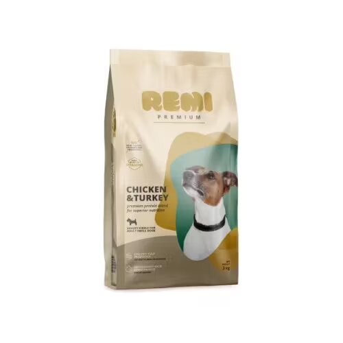 Remi Premium Hrana Uscata Caini Adult Small Breed cu Pui si Curcan 3 kg