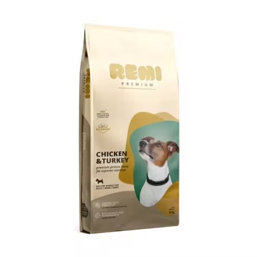Remi Premium Hrana Uscata Caini Adult Small Breed cu Pui si Curcan 8 kg