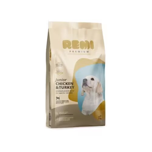 Remi Premium Hrana Uscata Caini Junior Medium-Large Breed cu Pui si Curcan 3 kg