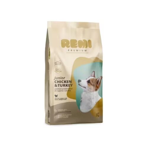 Remi Premium Hrana Uscata Caini Junior Small Breed cu Pui si Curcan 3 kg