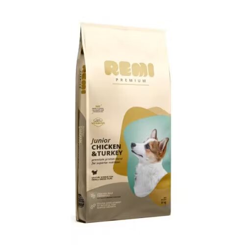 Remi Premium Hrana Uscata Caini Junior Small Breed cu Pui si Curcan 8 kg