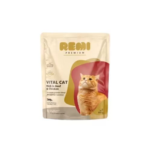 Remi Premium Hrana Uscata Pisici Adult Vital cu Vita 400 g