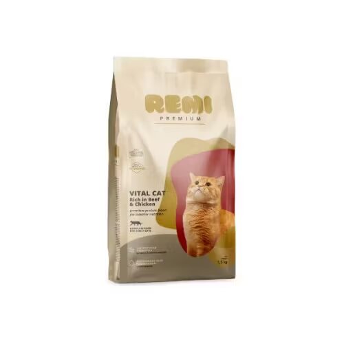 Remi Premium Hrana Uscata Pisici Adult Vital cu Vita si Pui 1.5 kg