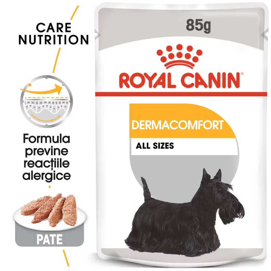 Royal Canin Dermacomfort Adult hrana umeda caine prevenirea iritatiilor pielii (pate) 85 g