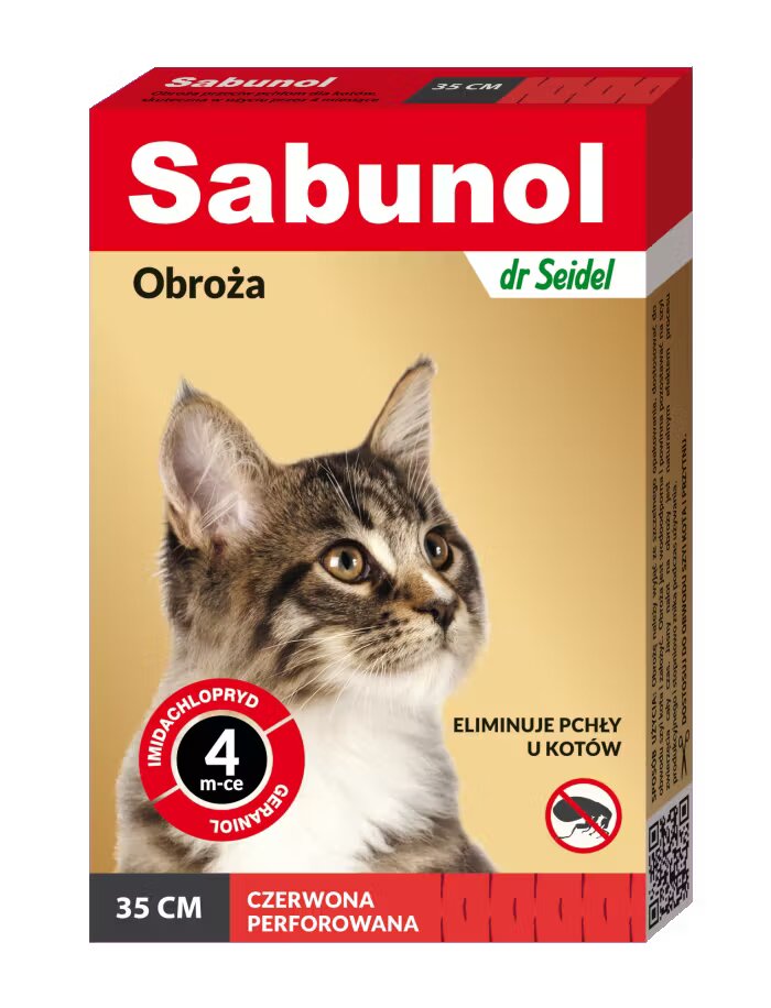 Sabunol Cat Zgarda Antiparazitara Pisici Culoare Rosu (35cm)