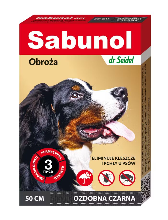 Sabunol Dog GPI Zgarda Antiparazitara Caini 10-25 kg Culoare Negru (50cm)