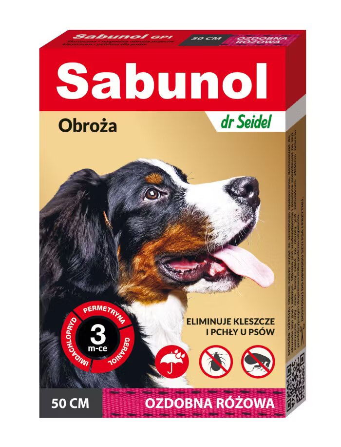 Sabunol Dog GPI Zgarda Antiparazitara Caini 10-25 kg Culoare Roz (50cm)