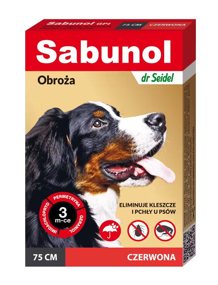 Sabunol Dog GPI Zgarda Antiparazitara Caini 25-50 kg Culoare Rosu (75cm)