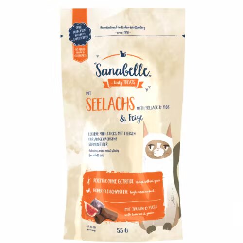 Sanabelle Recompense pisici Snack Peste si Smochine 55 g
