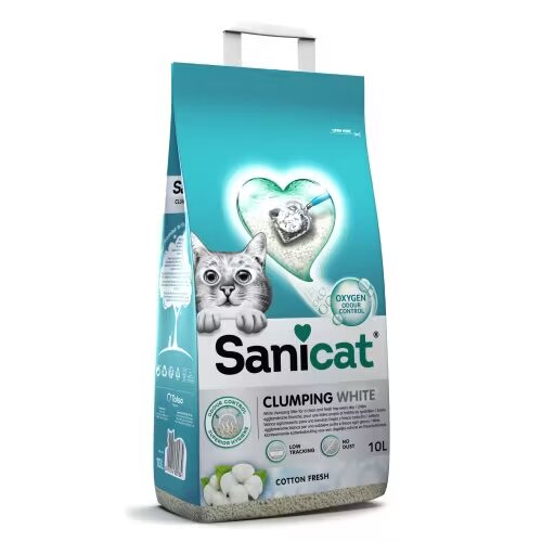 Sanicat Nisip pentru litiera Clumping White Cotton Fresh bentonita 20 L/ 18 kg