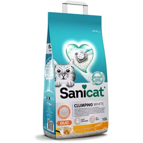 Sanicat Nisip pentru litiera Clumping White Vanilie si Mandarina 10L