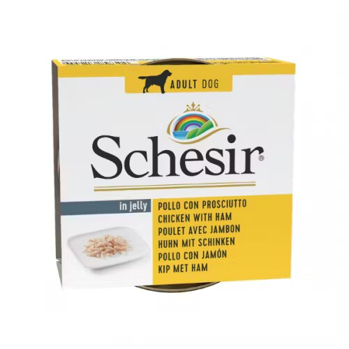 Schesir Hrana umeda caini Dog Chicken with Ham in Jelly 150 g