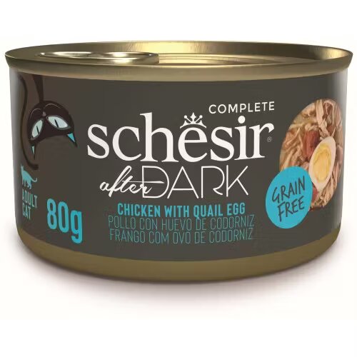 Schesir Hrana umeda pisici After Dark Cat Wholefood Pui si Ou de Prepelita 80 g