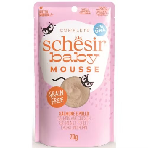 Schesir Hrana umeda pisici Baby Mousse Cat Somon si Pui 70 g