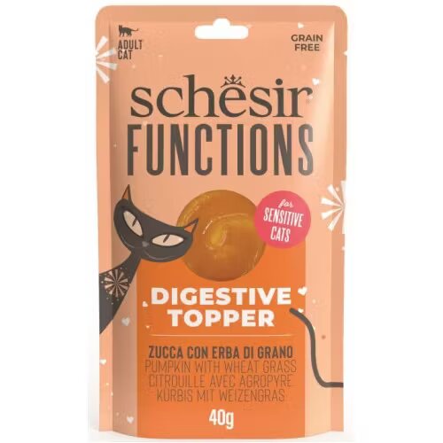 Schesir Hrana umeda pisici Functions Digestive Topper Cat Plic Dovleac si Grau 40 g