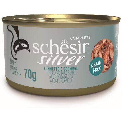 Schesir Hrana umeda pisici Silver Cat Ton si Macrou 70 g