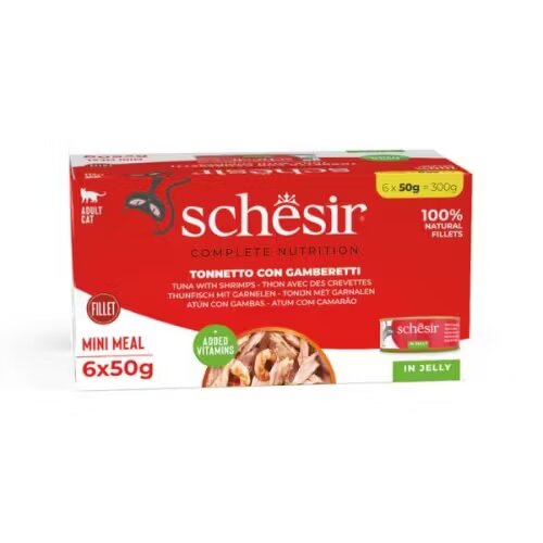 Schesir Hrana umeda pisici Ton si Creveti in Jeleu 6x50 g