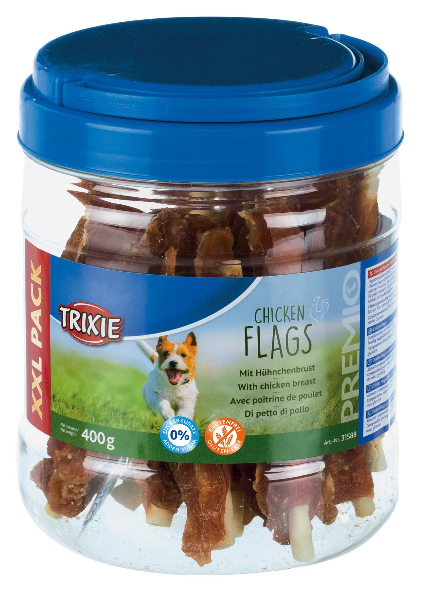 Trixie Baton Piele Rasucit cu File de Pui 400 g in Borcan 31588