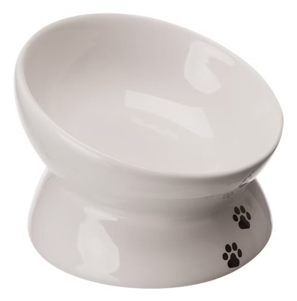 Trixie castron ceramic ridicat ergonomic alb 0.15 L/ 13 cm