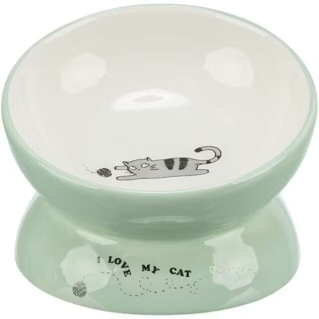 Trixie castron ceramic ridicat ergonomic verde 0.15 L/ 13 cm