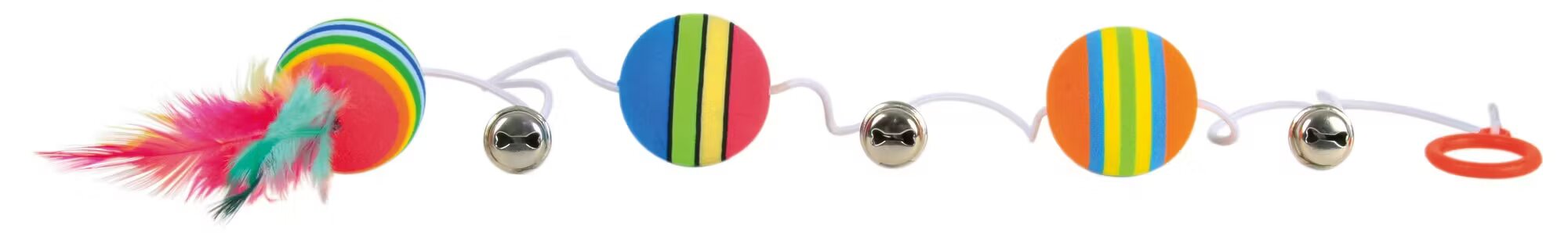 Trixie Jucarie 3 mingi Rainbow cu Clopotel Pe Sfoara 3.5 cm 4133