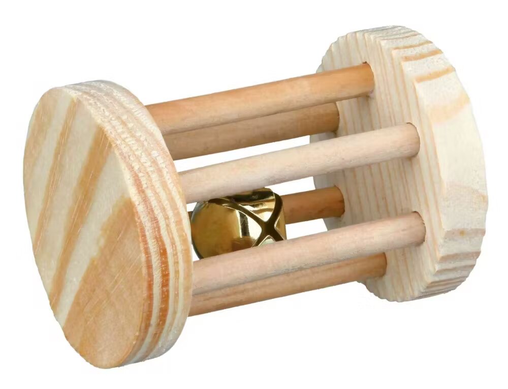 Trixie Jucarie Rozatoare Mici 5 × 7 cm Lemn Natural cu Clopotel 6184