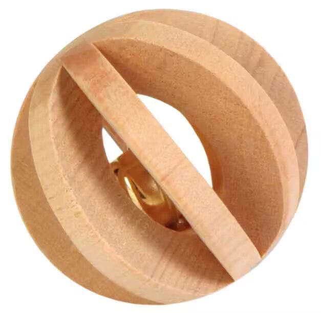 Trixie Jucarie Rozatoare Mici 6 cm Lemn Natural cu Clopotel 61870