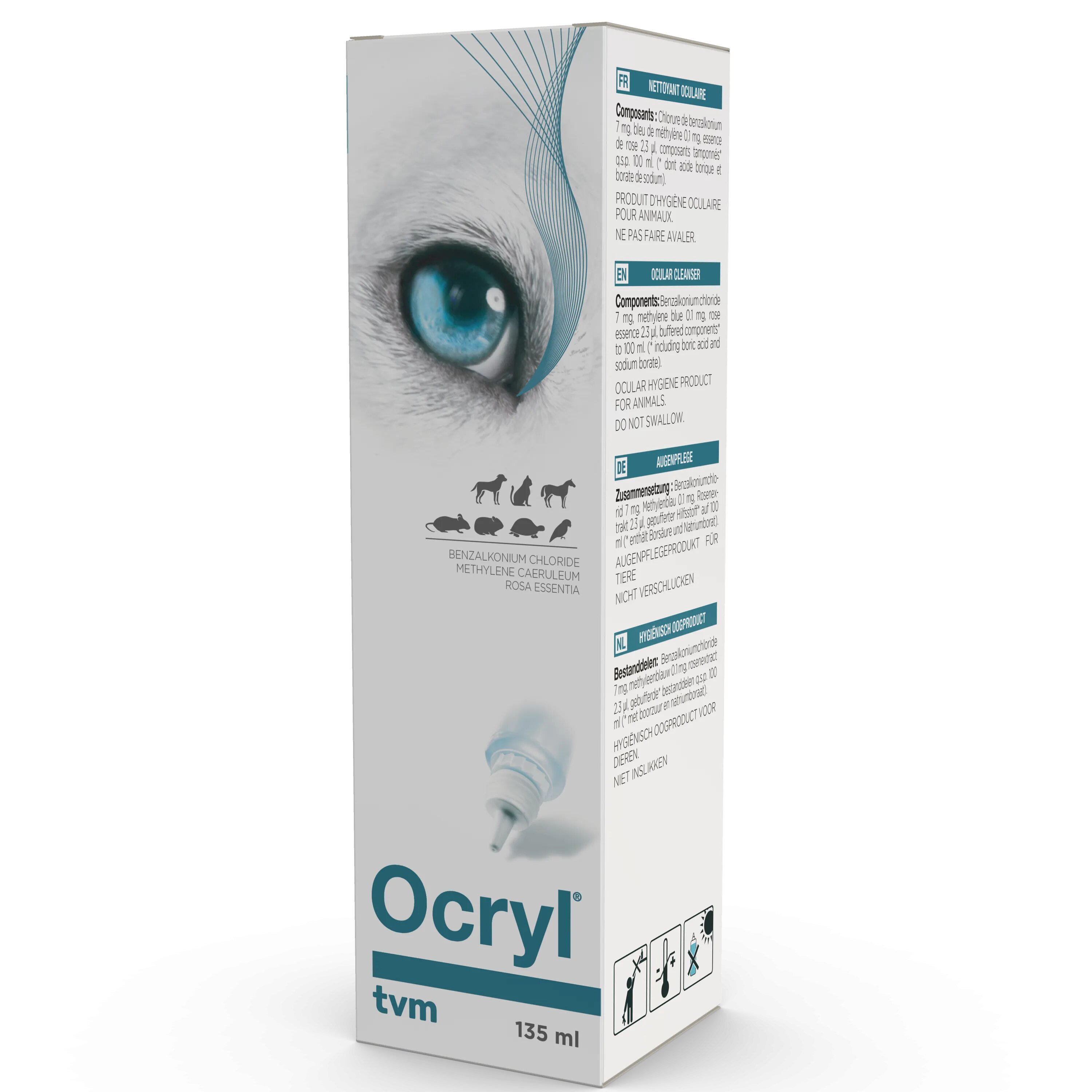 TVM Solutie oftalmica sterila pentru curatare Caini & Pisici Ocryl 135 ml