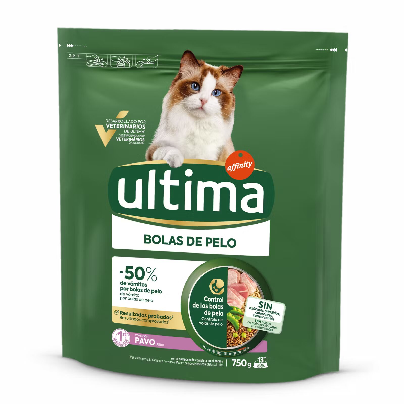 Ultima Cat Hrana uscata pisici Adult Hairball Curcan 750 g