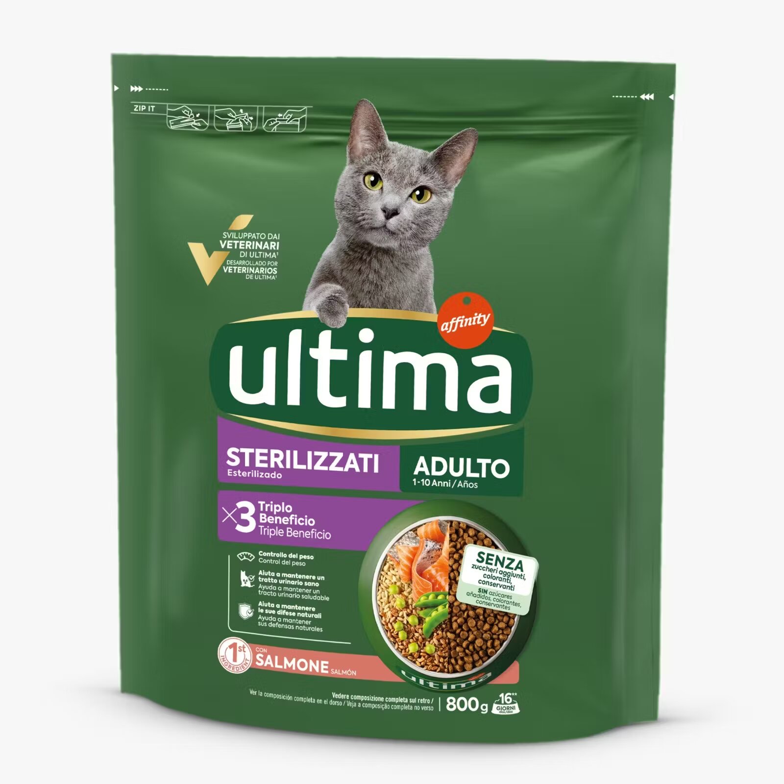 Ultima Cat Hrana uscata pisici Adult Sterilizat Somon 800 g