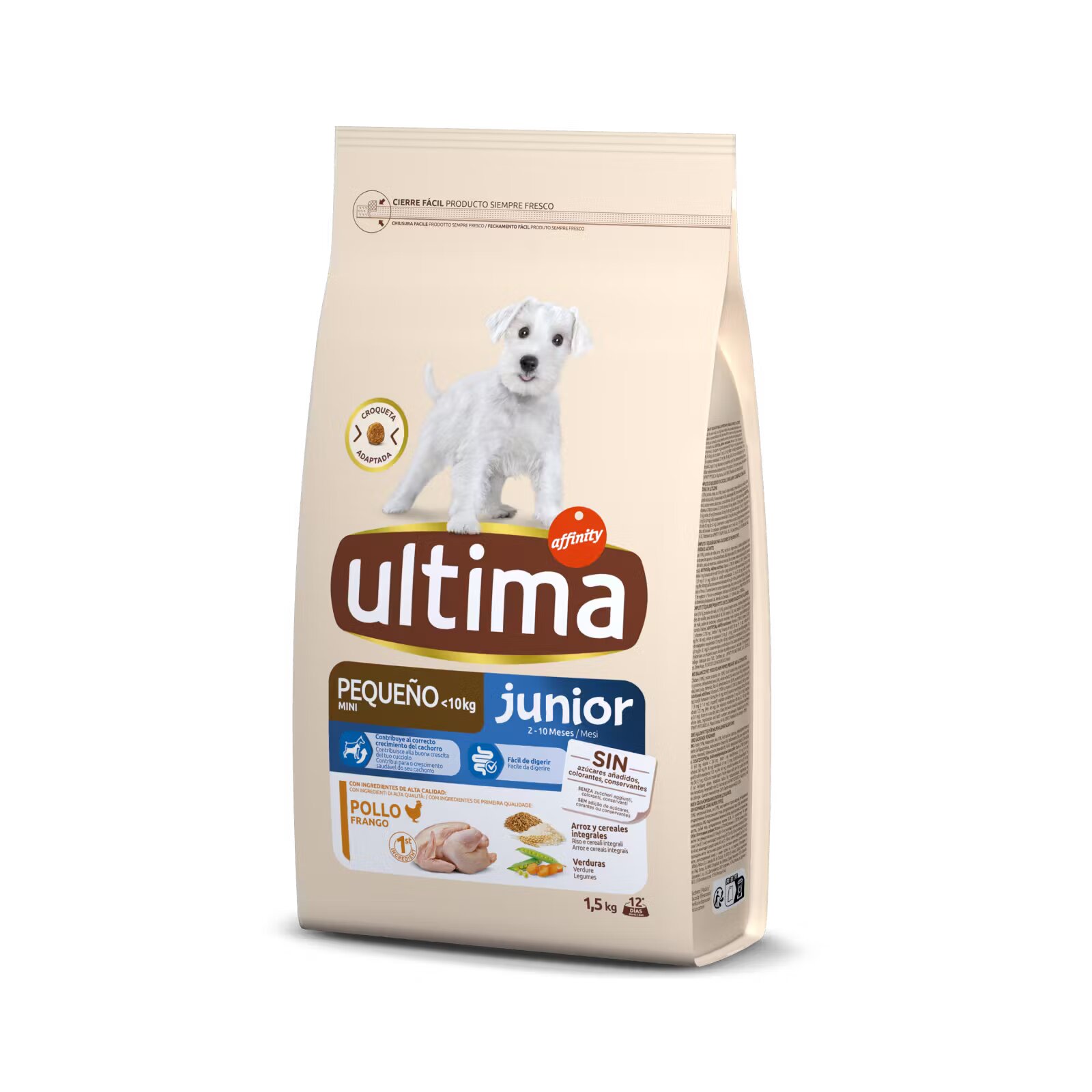 Ultima Dog Hrana uscata caini Mini Junior Pui 1.5 kg