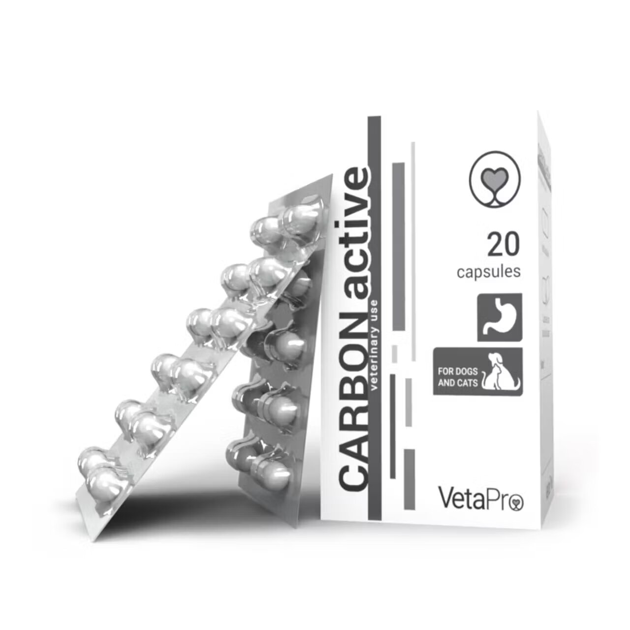 Vetapro Carbon Active Suport Gastrointestinal Caini si Pisici 20 capsule