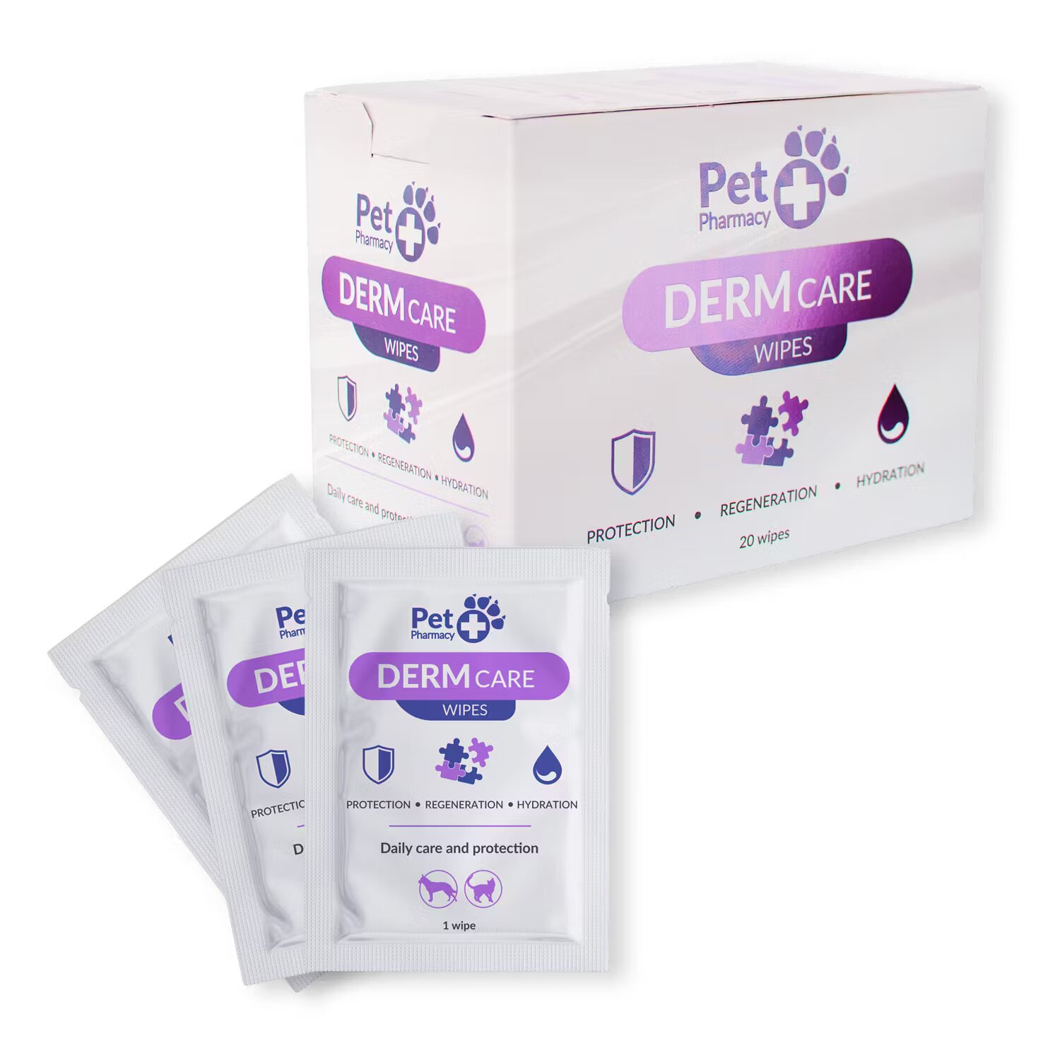 Vetfood Servetele Umede Antibacteriene DermCare Wipes 20 buc