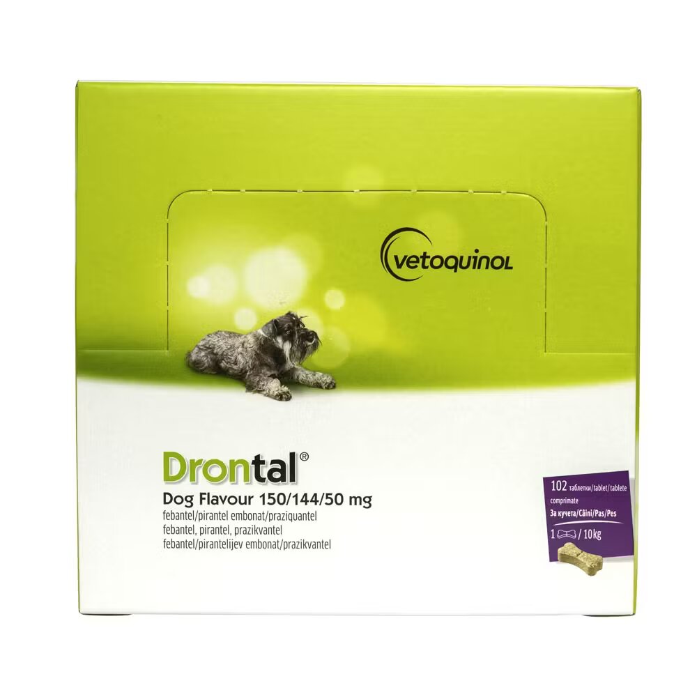 Vetoquinol Drontal Dog Flavour antiparazitar intern pentru caini 102 tablete