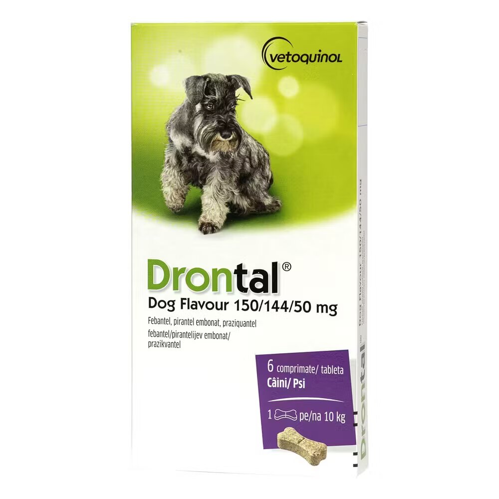 Vetoquinol Drontal Dog Flavour antiparazitar intern pentru caini 6 tablete