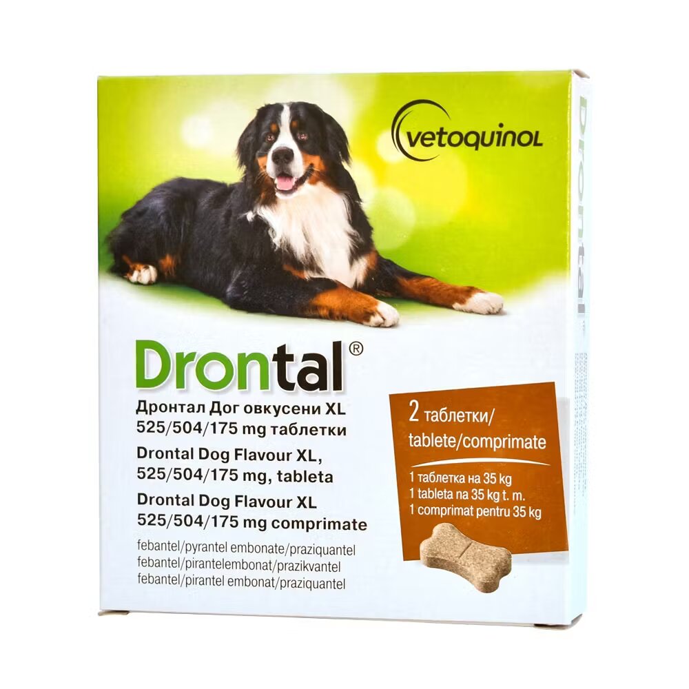 Vetoquinol Drontal Dog Flavour XL antiparazitar intern pentru caini de talie mare 2 tablete