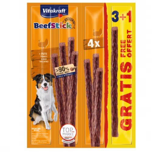 Vitakraft Recompense Caini BeefStick Curcan 3+1 PROMO 48 g