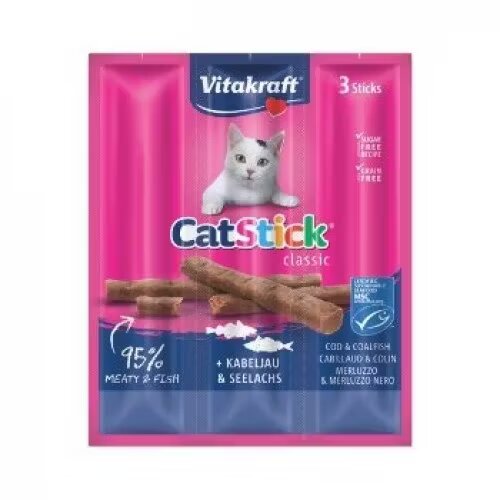 Vitakraft Recompense Pisici CatStick Cod si Merluciu 3 x 18 g