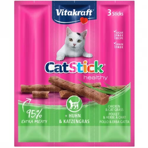 Vitakraft Recompense Pisici CatStick Pui si Iarba Pisicii 3 x 18 g