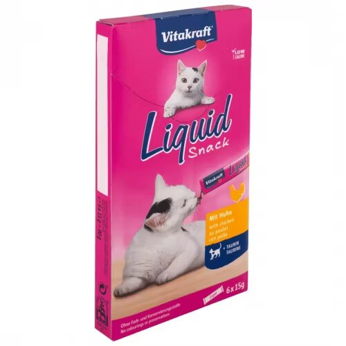 Vitakraft Snack Lichid Pisici Pui si Taurina 6 x 15 g