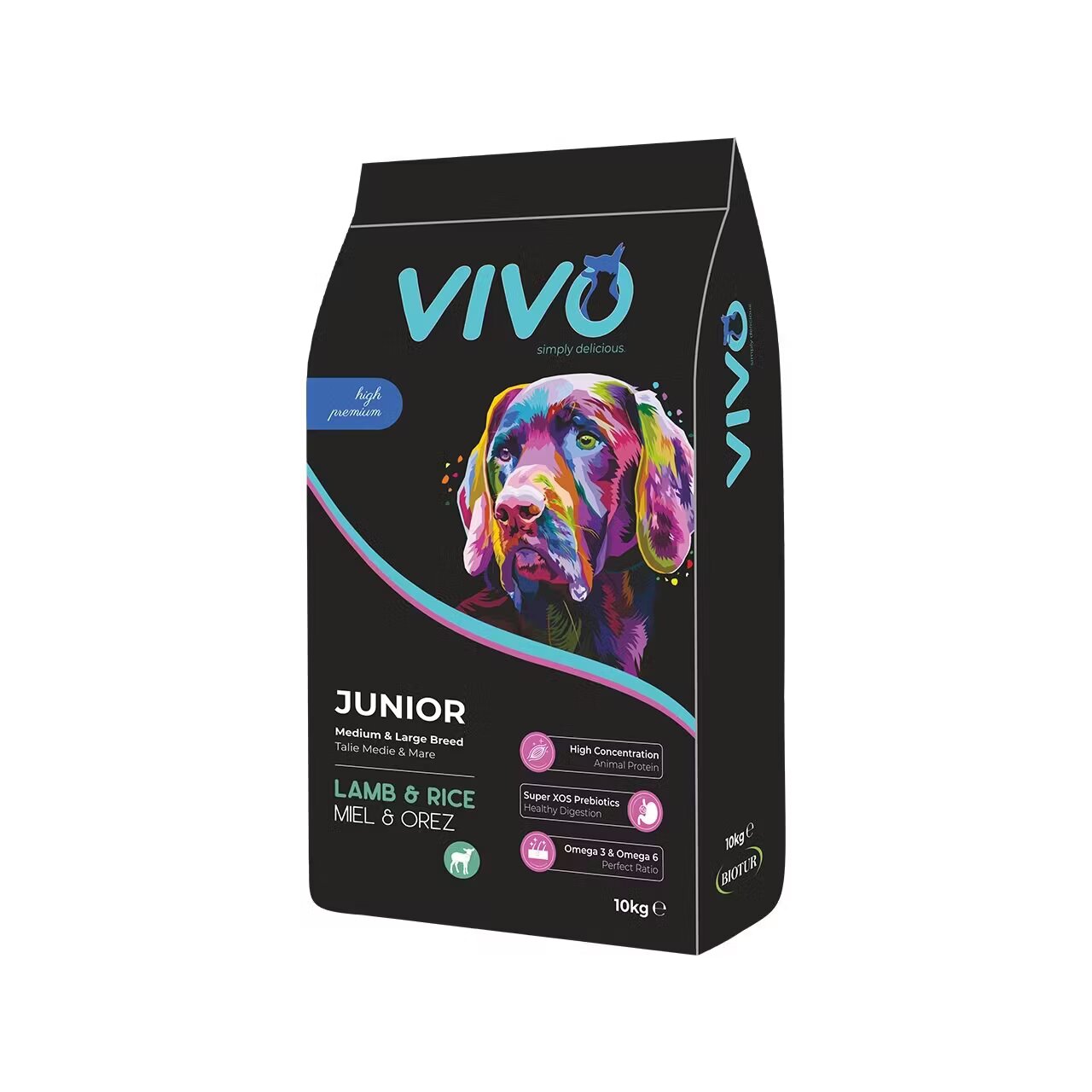 Vivo Hrana Uscata Super Premium Caini Juniori Talie Medie & Mare Miel & Orez 10 kg