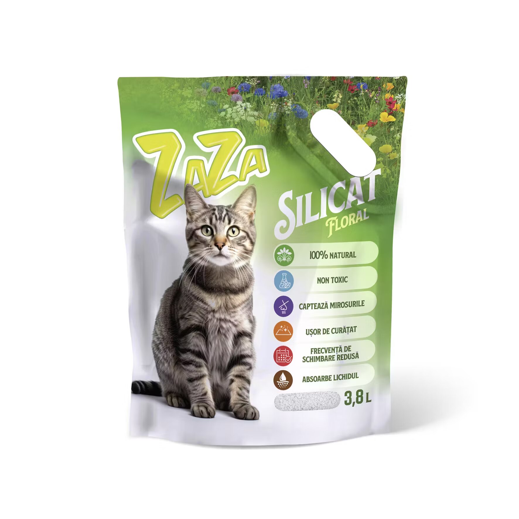 Zaza Silicat pentru litiera Floral 3.8 L
