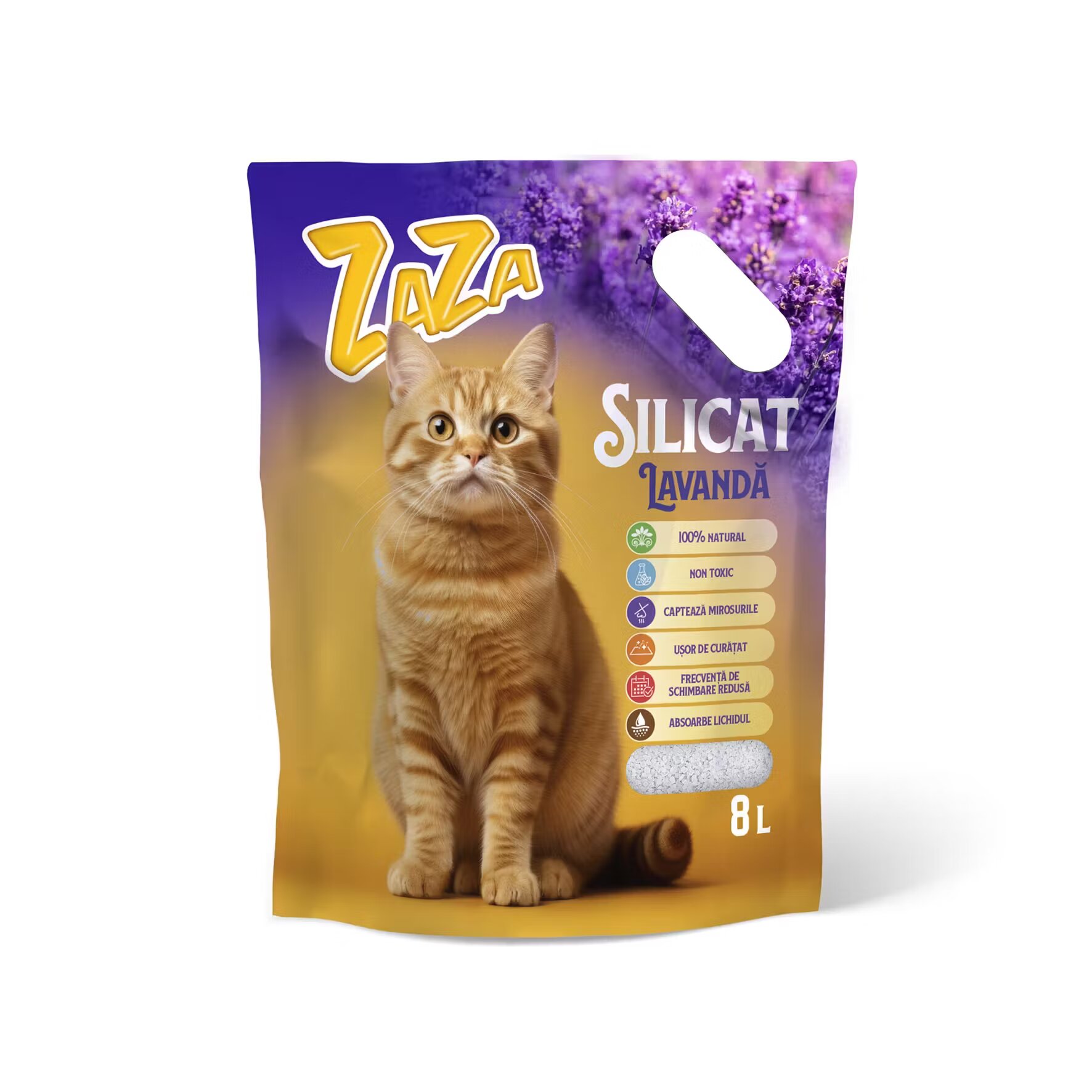 Zaza Silicat pentru litiera Lavanda 8 L